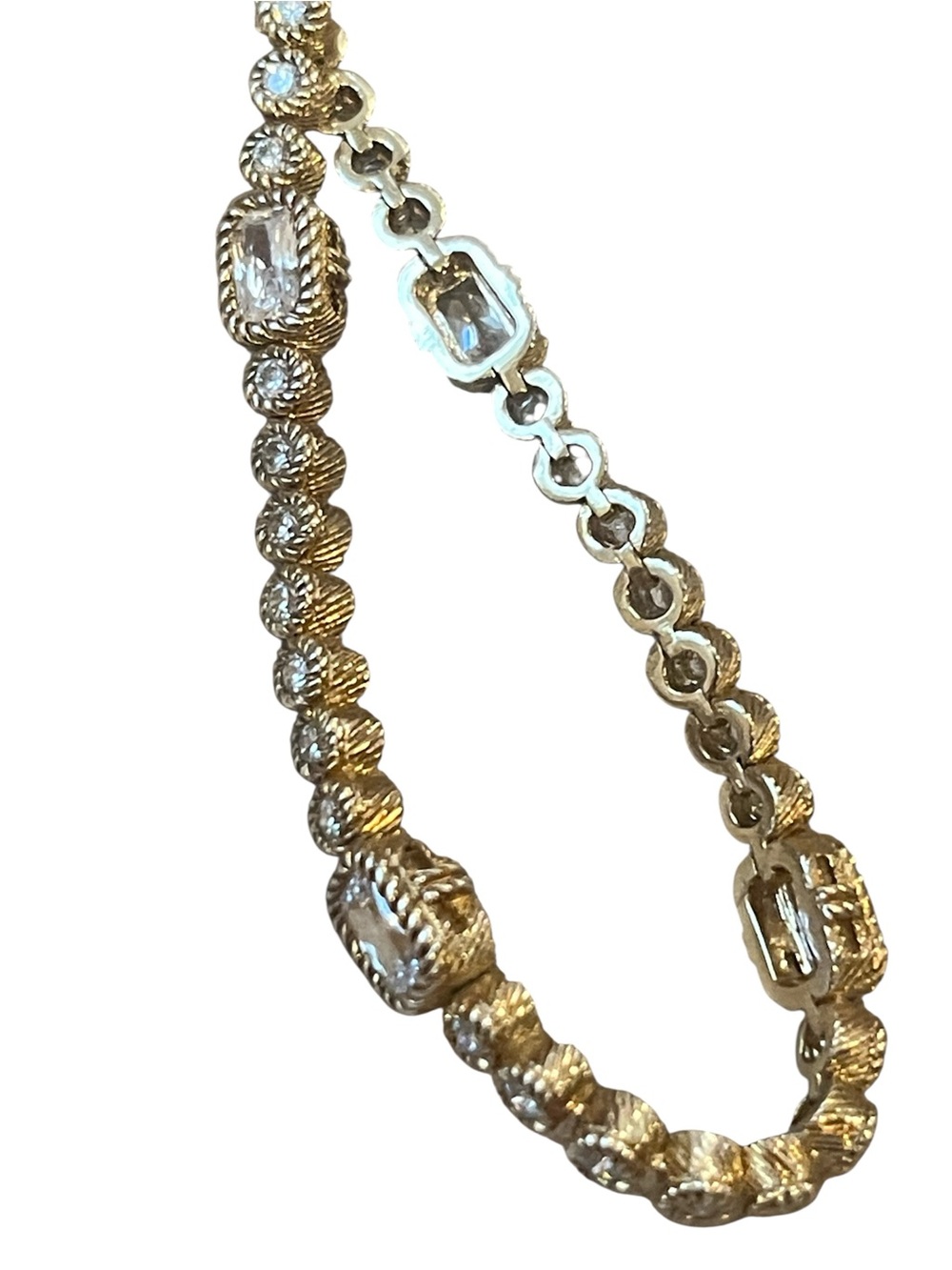 Judith Ripka CZ Sterling 925 Gold Clad Tennis Bracelet - Sparkling Link Design - Picture 10 of 12